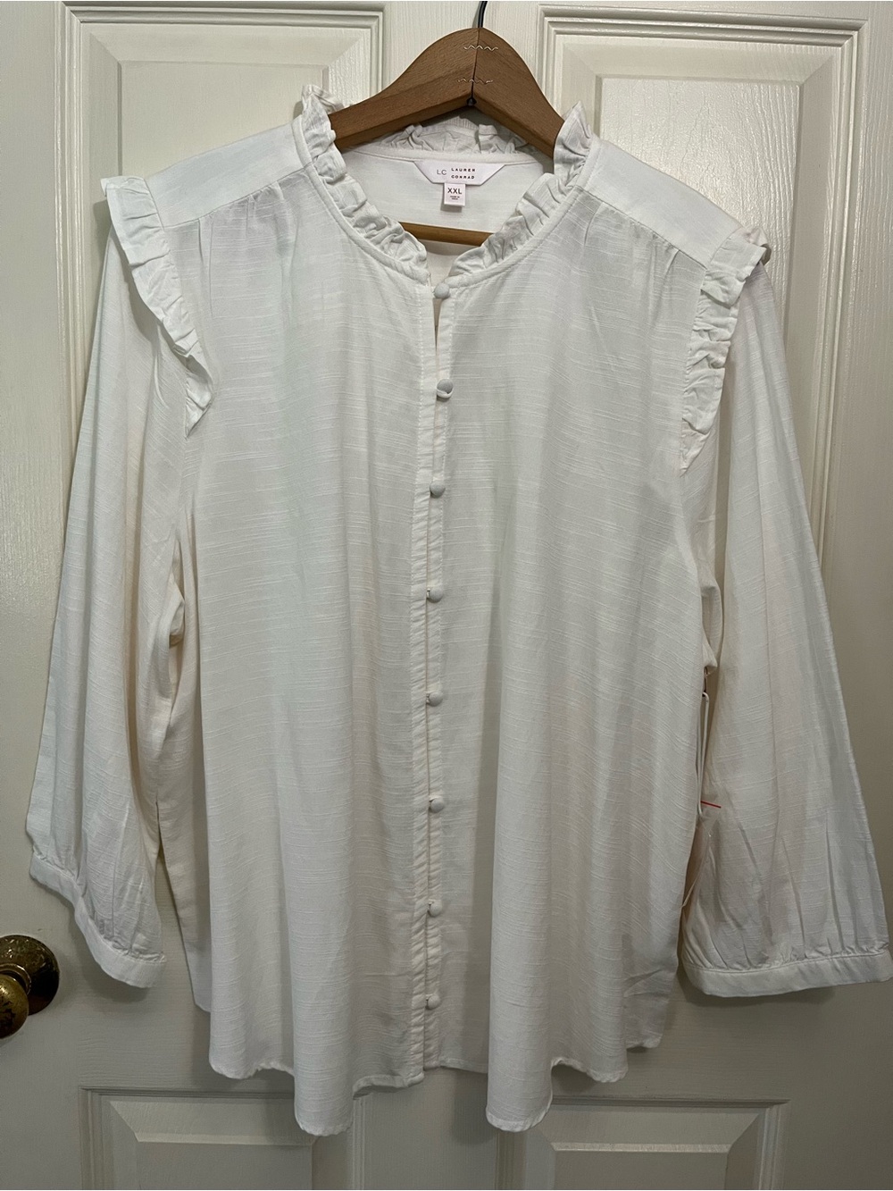 LC Lauren Conrad NWT Ruffle Button Down Long Sleeve Blouse XXL